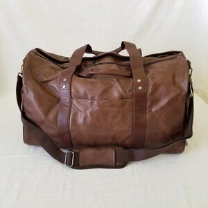 NEW! Faux Leather Duffel Tote Bag with Detachable Shoulder Strap & Luggage Strap